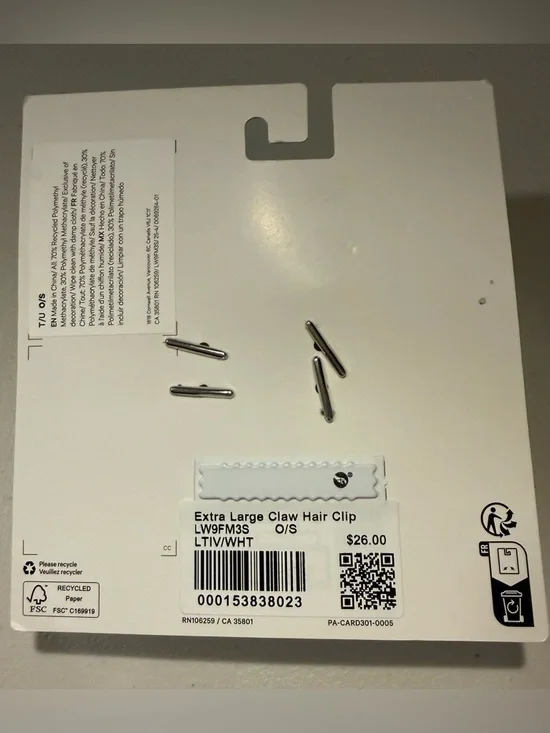 Lululemon Extra Large Claw Hair Clip NWT Ivory White - Picture 4 of 4